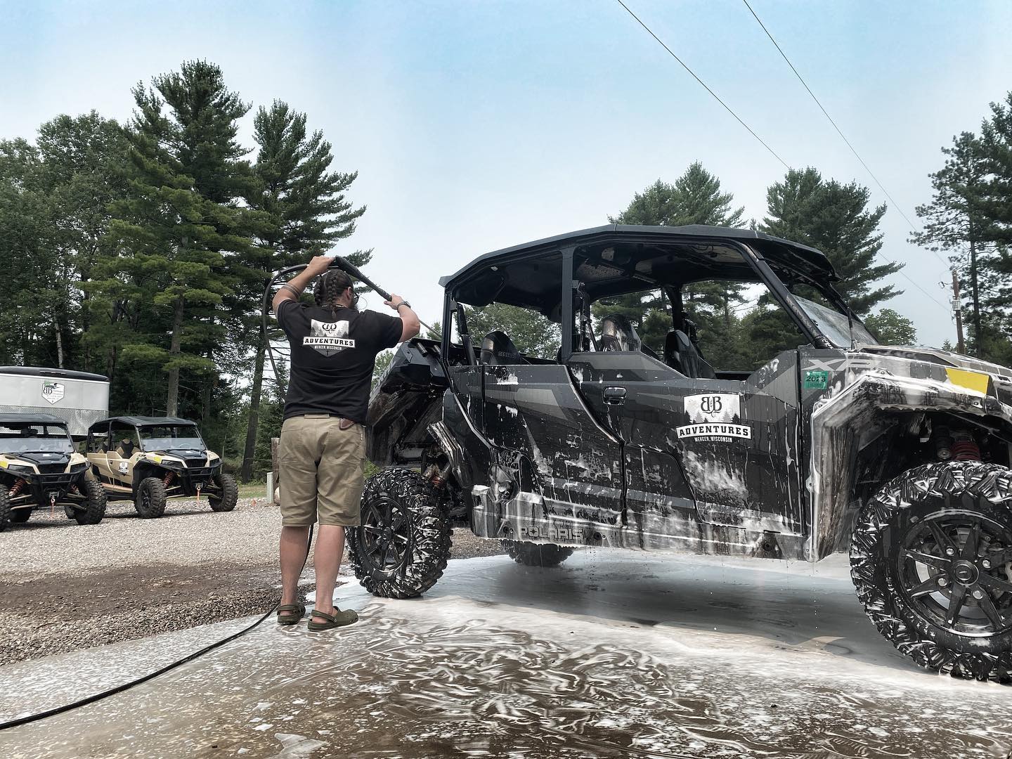 a man riding on the back of a truck